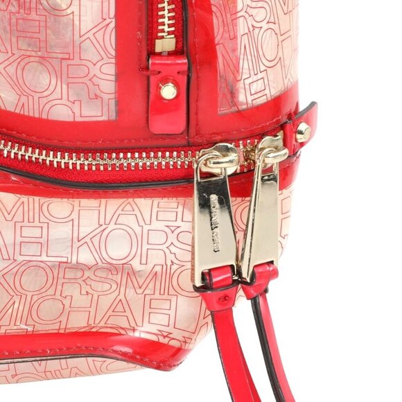 Michael Kors Medium Rhea Clear Zip Backpack Translucent Red Trim Logo MSRP $228 - Picture 3 of 8
